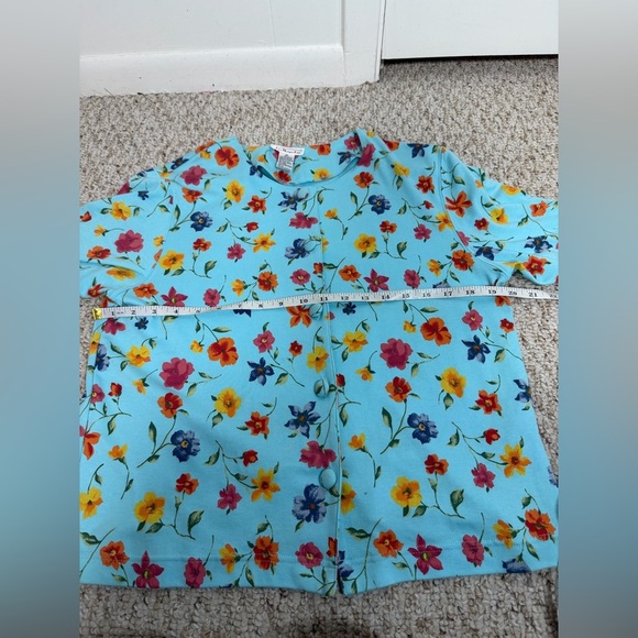 Talbots Floral Top with skirts Multicolor floral Blooms size M - Picture 5 of 9